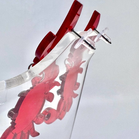 Red Crab Earrings - Cajun Earrings - Louisiana Earrings - Statement Earrings - Picture 10 of 11